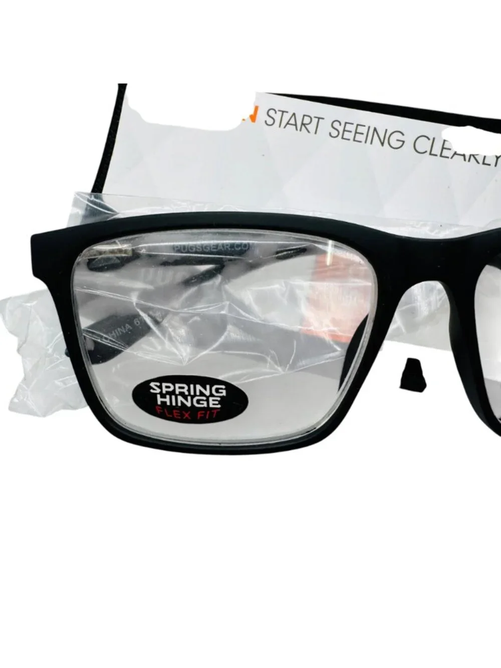Pugs Premium Readers +3.0 Black Spring Hinge Flex Fit Eyeglasses With Case